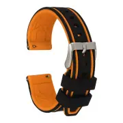 Silicone Watch Bands 20mm Soft Quick Release Watch Bands, Black Orange