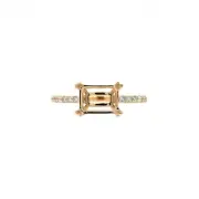 Ring Semi-Mount Emerald Cut 8x6mm In 14K Yellow Gold With Accent Diamond (47344)