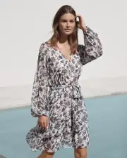BNWTWitchery Long Sleeve Peasant Floral Dress White/Blueprint Size 8 RRP $159
