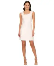 Adrianna Papell Women's Mikado Embellished Sheath Dress Ivory Size 8 $179