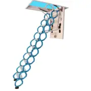 Attic Folding Extension Ladder Telescoping Loft Wall Stairs Carbon Steel Blue