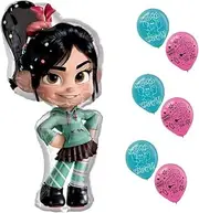 Wreck It Ralph with Vanellope Birthday Party Supplies Bundle includes 30 inch SuperShape Mylar Foil Balloon and Two 18 inch Mylar Foil Balloons