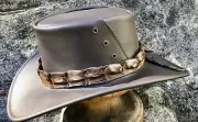 Buffalo leather hat Genuine crocodile band Australian made Jacaru man’s Dundee