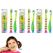 Pack of 6 Kids' Toothbrushes with Soft Bristles and Suction Cup Stands for Todd