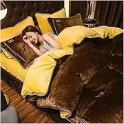 3PC/4PC Flannel Bedding Set Winter Thicken Velvet Duvet Cover Keep Warm Bedsheet Double Sided Plush Pillowcases Flat Bed(24,150X200cm(3PC))