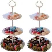 Set of 2 Pieces 3 Tier Dessert Stand Fruit Plate Cupcake Plastic White Cup Cake
