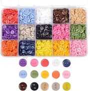 OELFFOW Round 2 Holes Craft Buttons, 1125Pcs 0.35 Inch(9mm) Sewing Buttons, 15 Colors Resin Buttons, for Sewing Children Sweater DIY Crafts Scrapbooking Children's Manual Project