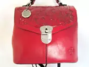 PATRICIA NASH SINCLAIR RED TOOLED LEATHER CONVERTIBLE BACKPACK - NWT