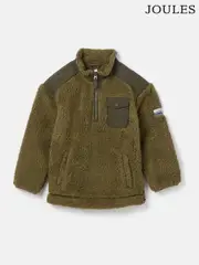 Joules Boys' Billy Khaki Green Half Zip Borg Fleece (K91857) | $67 - $74