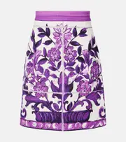 [Dolce & Gabbana] Dolce & Gabbana Majolica cotton and linen-blend miniskirt AU 6 purple