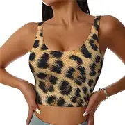 [EdWal] Rough Leopard Print Print Women's Sports Bra, Active Sculpt, Women's Racerback Sports Bra for Yoga Gym,Racerback