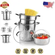 Mirror Finish Stainless Steel 12 Quart Pasta Pot Set with Deep Steamer Insert