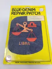 Vintage Blue Denim Iron On Patch Libra Original Packaging Sealed