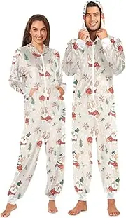 [ZZXXB] Corgi Dog Pine Branches Onesie Pajamas for Adult Women Men Long Sleeves One Piece Onesies Hooded Sleepwear S - XL