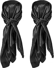 [SATINIOR] 2 Pieces Silk Feeling Head Wrap Scarf Large Square Satin Sleep Headscarf, Nighttime Head Cap Provides Comfort