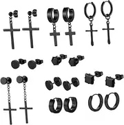 GAROZATION 10 Pairs Earring Set Male Earrings Men Earrings Cross Earrings for Chic Ear Studs Mens Black Earrings Men Pendant Mens Earrings Decorative Earrings 316 Stainless Steel