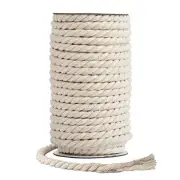Macrame Cord - Natural Unbleached Macrame Rope - 4 Strand 8mm x 20 Yards White