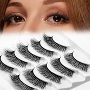 Mlen Diary False Eyelashes, Natural False Eyelashes, 5 Pairs, 3D Artificial Eyelashes, Natural Look, Volume Eyelashes, Soft Wispy Fake Lashes (Sunny Girl)