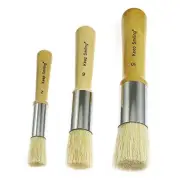 Wooden Stencil Brush 3PCS Natural Pure Hog Bristle Template Paint Brushes for