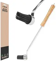 BBQ - AID Basting Brush/Mop - Premium Wood Handle Stainless Steel Core and Silicone Bristles