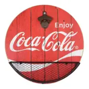 COCA COLA WOODEN WALL BOTTLE CAP CATCHER METAL NET NIB