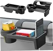 2Pcs Car Window Cup Holder, Black Plastic Car Door Cup Holder Multifunctional Window Storage Tray, Vehicle Door Side Hanger for Various Items, Storage Organizer
