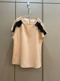 在飛比找Yahoo!奇摩拍賣優惠-正韓 韓製 U-Bland粉色雪紡釘珠上衣( i_love-