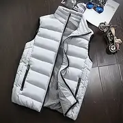 Men's Puffer Vest Vest Gilet Daily Date Vacation Fashion Casual Fall Winter Pocket Polyester Warm Comfortable Plain Quilted Zipper Stand Collar Regular Fit Bl