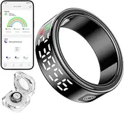 Smart Rings for Women Men Health Rings with Charging Case, Display Screen, IP68 Waterproof, Fitness Tracker with Heart Rate,Blood Oxygen, Blood Pressure, Sleep Tracker, Step Tracker (Black, 11#)