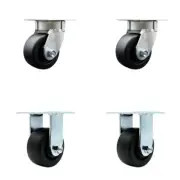 4 Inch Kingpinless Polyolefin Wheel Swivel Caster Set 2 Swivel 2 Rigid SCC