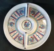 Le Cadeaux Melamine Rooster Blue Chip & Dip 15"