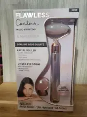 Finishing Touch Flawless Contour Facial Roller & Massager Genuine Rose Quartz