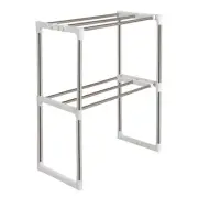 Expandable Stainless Steel Microwave Oven Rack 2 Tier Shelf for Kitchen Storage