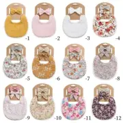 Baby Headbands+Tassel Saliva Towel Floral Print Bibs Burp Cloths Smock Hair Band