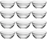 Alipis Mini Glass Serving Bowls, 12pcs Meal Prep Ramekins Clear Custard Cups Salad Mixing Jelly Dishes for Dips Nut Candy Dessert, 6cm