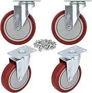 YOOGAA 5" Heavy Duty Caster Swivel Caster Wheels No Noise 360 Degree Rotation Plate Caster with Screw Total Capacity 1500lbs Set of 4 Without Brake
