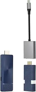 GloryKylin GKCast Wireless Display Transmitter and Receiver Kit Support 4K, USB-C & HDMI Dual Transmit Ports, Wireless Presentation Devices for Laptop, Smartphone, Projector, HDTV 165FT/50M. (Grey)