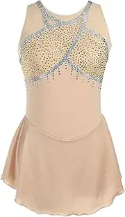 [Zagitova] Ice Figure Skating Dress for Girls Patchwork Back Women Team Competition Dance Outfit with Shiny Rhinestones