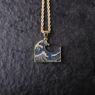 嘻哈滿鑽浮世繪海浪造型墜飾 ICED UKIYO-E PENDANT