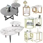 Modern Real Sintered Stone Nesting Tables Marble/ Wooden Sofa Coffee End Table