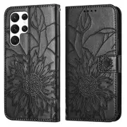 Galaxy S23 Ultra Wallet Case 3 Credit Card Slot ID Card Holder, PU Leather Flip Case - Black