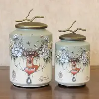 在飛比找樂天市場購物網優惠-美式陶瓷儲物罐 創意玄關擺件 歐式復古客廳軟裝家居飾品 收納