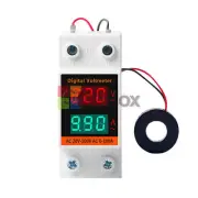 Din Rail LCD Digital Voltmeter Ammeter Electricity Meter AC 60V-500V 0.00-99.9A