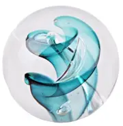 MERIDIAN STREET Art Glass Wisp Paperweight Green Hand Blown by John McDonald New