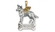 Australian Cattle Dog Angel Jewelry Silver And 14k Gold Handmade Cattle Dog Pend