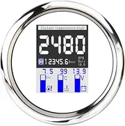 ELING 4-in-1 Waterproof Digital Multi-Functional Tachometer Voltmeter Oil Pressure Water Temp Gauge 9-32V for Car Motorcycle Tractor Truck 85mm