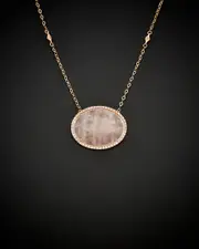 14K Italian Rose Gold 13.80 ct. tw. Diamond & Pink Quartz Necklace