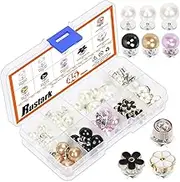 Rustark 45Pcs 9 Styles No Sew Pearl Brooch Buttons Pins Assortment Kit - Reusable Safety Pins for Shirt, Dress, DIY Crafts, Sewing Decoration