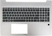 LTPRPTS Replacement Laptop Upper Case Palmrest Backlit Keyboard Assembly Part for HP ProBook 450 G6 450 G7 L45090-001 Sliver