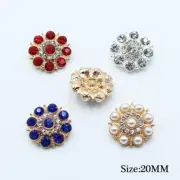 20mm Rhinestone Shank Buttons Alloy Base Crystal Sewing Craft Flower Button 10Pc